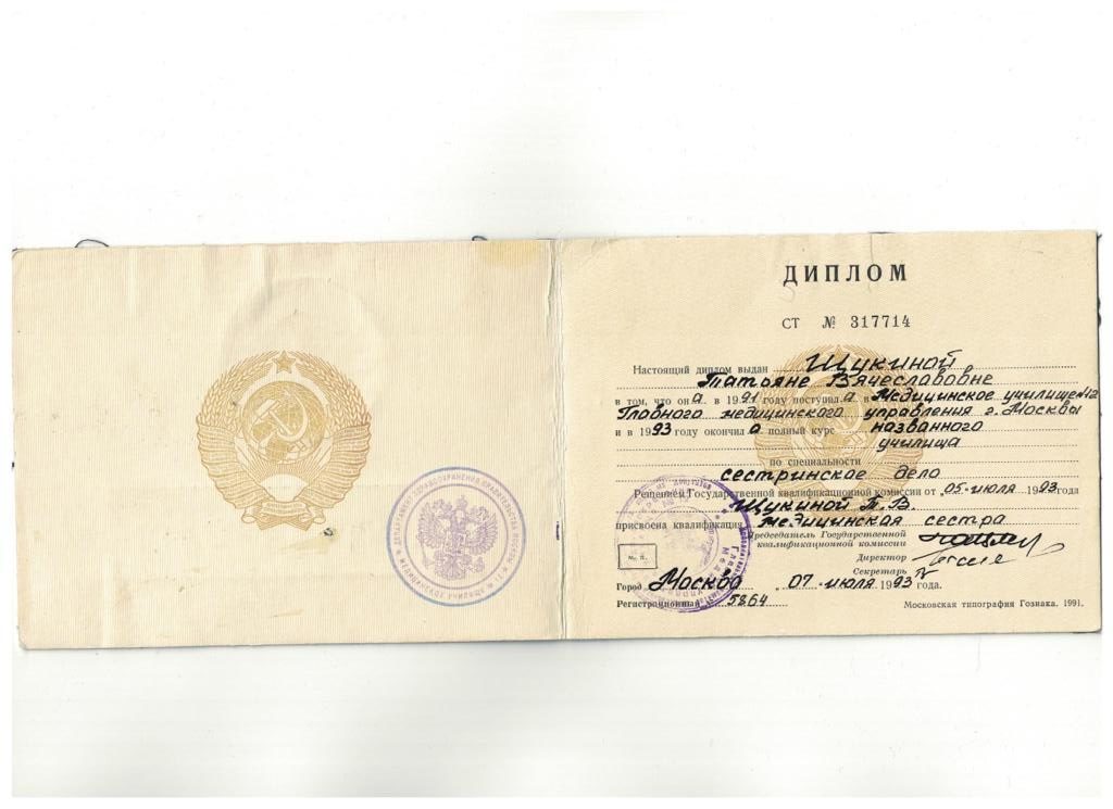 Сертификат Щукина